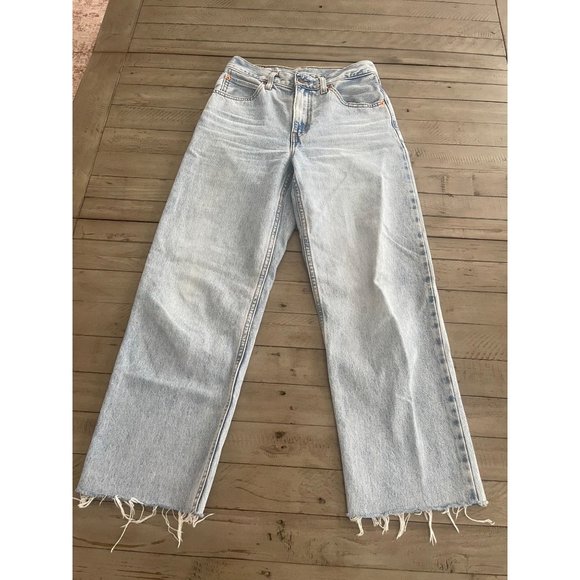 LEVI'S Raw Hem High Rise Loose Fit Straight Leg Dad Jeans - Size 24 - Picture 6 of 10